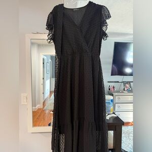 SL Fashions Black Sheer Sleeve Maxi Dress
